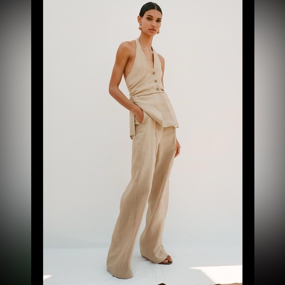 Zara Pants - Zara 100% linen halter vest jumpsuit